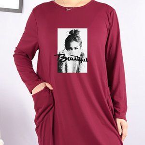 Women Dress Cute Cartoon Printed Pocket New Casual